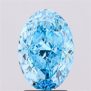 Picture of Lab Created Diamond 2.56 Carats, Oval with  Cut, Fancy Vivid Blue Color, VVS2 Clarity and Certified by IGI