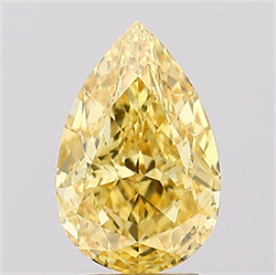 Picture of Lab Created Diamond 3.02 Carats, Pear with  Cut, Fancy Vivid Yellow Color, VS2 Clarity and Certified by IGI