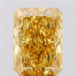 Picture of Lab Created Diamond 5.17 Carats, Radiant with  Cut, Fancy Vivid Yellow Color, VS1 Clarity and Certified by IGI
