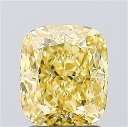 Picture of Lab Created Diamond 2.17 Carats, Cushion with  Cut, Fancy Vivid Yellow Color, VS1 Clarity and Certified by IGI