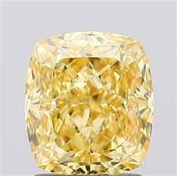 Picture of Lab Created Diamond 2.01 Carats, Cushion with  Cut, Fancy Vivid Yellow Color, VS1 Clarity and Certified by IGI