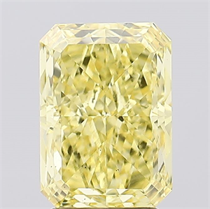 Picture of Lab Created Diamond 3.19 Carats, Radiant with  Cut, Fancy Vivid Yellow Color, VS2 Clarity and Certified by IGI