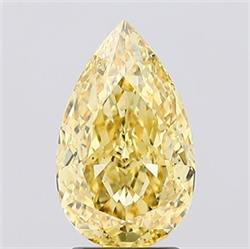 Picture of Lab Created Diamond 2.59 Carats, Pear with  Cut, Fancy Vivid Yellow Color, VS1 Clarity and Certified by IGI