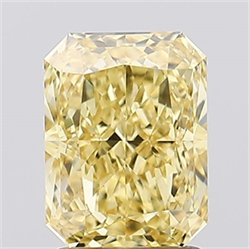 Picture of Lab Created Diamond 2.18 Carats, Radiant with  Cut, Fancy Vivid Yellow Color, VVS2 Clarity and Certified by IGI