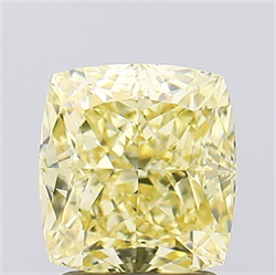 Picture of Lab Created Diamond 2.55 Carats, Cushion with  Cut, Fancy Vivid Yellow Color, VS1 Clarity and Certified by IGI