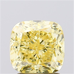 Picture of Lab Created Diamond 2.01 Carats, SQUARE CUSHION,SQUARE CUSHION MODIFIED BRILLIANT with  Cut, Fancy Vivid Yellow Color, VS2 Clarity and Certified by IGI