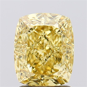 Picture of Lab Created Diamond 2.17 Carats, Cushion with  Cut, Fancy Vivid Yellow Color, VS1 Clarity and Certified by IGI