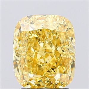 Picture of Lab Created Diamond 2.51 Carats, Cushion with  Cut, Fancy Vivid Yellow Color, VS2 Clarity and Certified by IGI