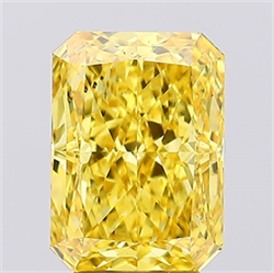 Picture of Lab Created Diamond 4.11 Carats, Radiant with  Cut, Fancy Vivid Yellow Color, VS2 Clarity and Certified by IGI