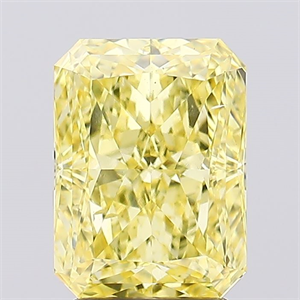 Picture of Lab Created Diamond 3.12 Carats, Radiant with  Cut, Fancy Vivid Yellow Color, VS2 Clarity and Certified by IGI