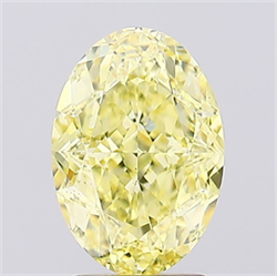 Picture of Lab Created Diamond 3.11 Carats, Oval with  Cut, Fancy Vivid Yellow Color, VS1 Clarity and Certified by IGI