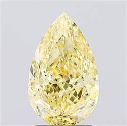 Picture of Lab Created Diamond 2.13 Carats, Pear with  Cut, Fancy Vivid Yellow Color, VS1 Clarity and Certified by IGI