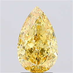 Picture of Lab Created Diamond 2.18 Carats, Pear with  Cut, Fancy Vivid Yellow Color, VVS2 Clarity and Certified by IGI