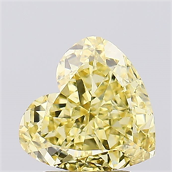 Picture of Lab Created Diamond 2.57 Carats, Heart with  Cut, Fancy Intense Yellow Color, VVS2 Clarity and Certified by IGI