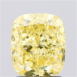Picture of Lab Created Diamond 2.03 Carats, Cushion with  Cut, Fancy Vivid Yellow Color, VS2 Clarity and Certified by IGI