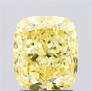 Picture of Lab Created Diamond 2.03 Carats, Cushion with  Cut, Fancy Vivid Yellow Color, VS2 Clarity and Certified by IGI
