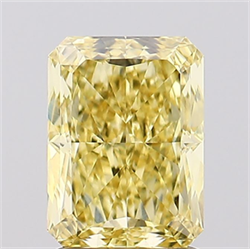 Picture of Lab Created Diamond 2.09 Carats, Radiant with  Cut, Fancy Intense Yellow Color, VVS2 Clarity and Certified by IGI