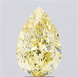 Picture of Lab Created Diamond 4.03 Carats, Pear with  Cut, Fancy Intense Yellow Color, VS1 Clarity and Certified by IGI