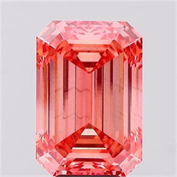 Picture of Lab Created Diamond 7.57 Carats, Emerald with  Cut, Fancy Vivid Pink Color, VS1 Clarity and Certified by IGI