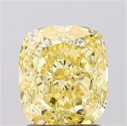 Foto Del inventario de diamantes de laboratorio, 2.01 quilates, Del cojín , Color Fancy Vivid Yellow, claridad VS1 y certificado IGI de
