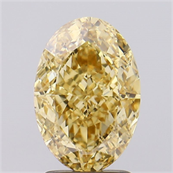Picture of Lab Created Diamond 2.50 Carats, Oval with  Cut, Fancy Intense Yellow Color, VS2 Clarity and Certified by IGI