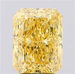 Picture of Lab Created Diamond 4.01 Carats, Radiant with  Cut, Fancy Vivid Yellow Color, VS1 Clarity and Certified by IGI