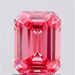 Picture of Lab Created Diamond 1.03 Carats, Emerald with  Cut, Fancy Vivid Pink Color, VS1 Clarity and Certified by IGI
