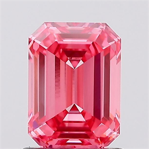 Picture of Lab Created Diamond 1.03 Carats, Emerald with  Cut, Fancy Vivid Pink Color, VS1 Clarity and Certified by IGI