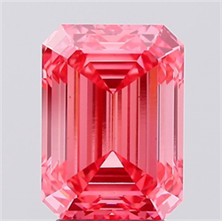 Picture of Lab Created Diamond 3.12 Carats, Emerald with  Cut, Fancy Vivid Pink Color, VS1 Clarity and Certified by IGI