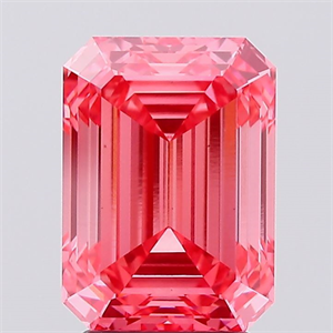 Picture of Lab Created Diamond 3.12 Carats, Emerald with  Cut, Fancy Vivid Pink Color, VS1 Clarity and Certified by IGI