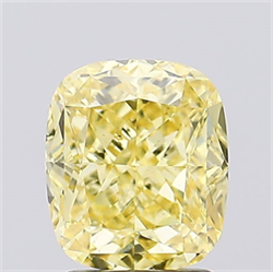 Foto Del inventario de diamantes de laboratorio, 2.53 quilates, Del cojín , Color Fancy Vivid Yellow, claridad VS1 y certificado IGI de