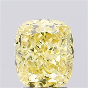 Picture of Lab Created Diamond 2.53 Carats, Cushion with  Cut, Fancy Vivid Yellow Color, VS1 Clarity and Certified by IGI