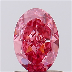 Picture of Lab Created Diamond 1.00 Carats, Oval with  Cut, Fancy Vivid Pink Color, VVS2 Clarity and Certified by IGI