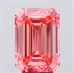 Picture of Lab Created Diamond 4.60 Carats, Emerald with  Cut, Fancy Vivid Pink Color, VS1 Clarity and Certified by IGI
