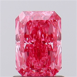 Picture of Lab Created Diamond 1.00 Carats, Radiant with  Cut, Fancy Vivid Pink Color, VVS2 Clarity and Certified by IGI