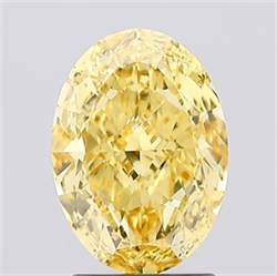 Picture of Lab Created Diamond 2.58 Carats, Oval with  Cut, Fancy Vivid Yellow Color, VVS2 Clarity and Certified by IGI
