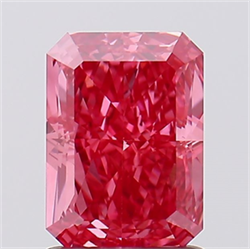 Picture of Lab Created Diamond 1.53 Carats, Radiant with  Cut, Fancy Vivid Pink Color, VVS2 Clarity and Certified by IGI