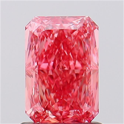 Lab Created Diamond 1.10 Carats, Radiant with  Cut, Fancy Vivid Pink Color, VVS2 Clarity and Certified by IGI, Stock 3310467