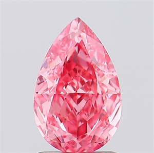 Picture of Lab Created Diamond 1.00 Carats, Pear with  Cut, Fancy Vivid Pink Color, VS1 Clarity and Certified by IGI