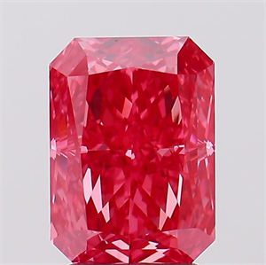 Picture of Lab Created Diamond 3.11 Carats, Radiant with  Cut, Fancy Vivid Pink Color, VS1 Clarity and Certified by IGI