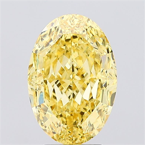 Picture of Lab Created Diamond 4.52 Carats, Oval with  Cut, Fancy Vivid Yellow Color, VS1 Clarity and Certified by IGI