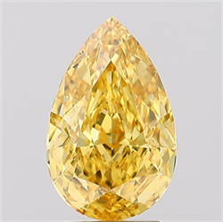 Picture of Lab Created Diamond 3.02 Carats, Pear with  Cut, Fancy Vivid Yellow Color, SI1 Clarity and Certified by IGI