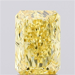 Picture of Lab Created Diamond 2.20 Carats, Radiant with  Cut, Fancy Vivid Yellow Color, VS1 Clarity and Certified by IGI
