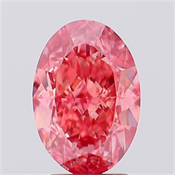 Picture of Lab Created Diamond 2.08 Carats, Oval with  Cut, Fancy Vivid Pink Color, VS1 Clarity and Certified by IGI