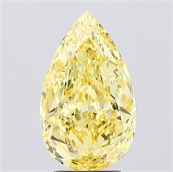 Picture of Lab Created Diamond 3.51 Carats, Pear with  Cut, Fancy Vivid Yellow Color, VS2 Clarity and Certified by IGI