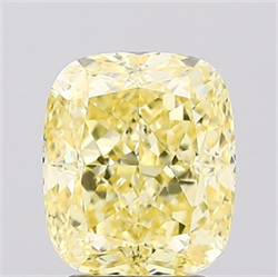 Picture of Lab Created Diamond 2.94 Carats, Cushion with  Cut, Fancy Intense Yellow Color, VS1 Clarity and Certified by IGI