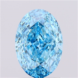 Picture of Lab Created Diamond 1.43 Carats, Oval with  Cut, Fancy Vivid Blue Color, VVS2 Clarity and Certified by IGI