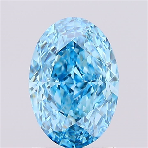 Picture of Lab Created Diamond 1.43 Carats, Oval with  Cut, Fancy Vivid Blue Color, VVS2 Clarity and Certified by IGI
