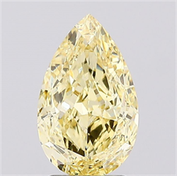Picture of Lab Created Diamond 2.58 Carats, Pear with  Cut, Fancy Intense Yellow Color, VVS2 Clarity and Certified by IGI