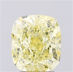 Picture of Lab Created Diamond 3.15 Carats, Cushion with  Cut, Fancy Intense Yellow Color, VS1 Clarity and Certified by IGI